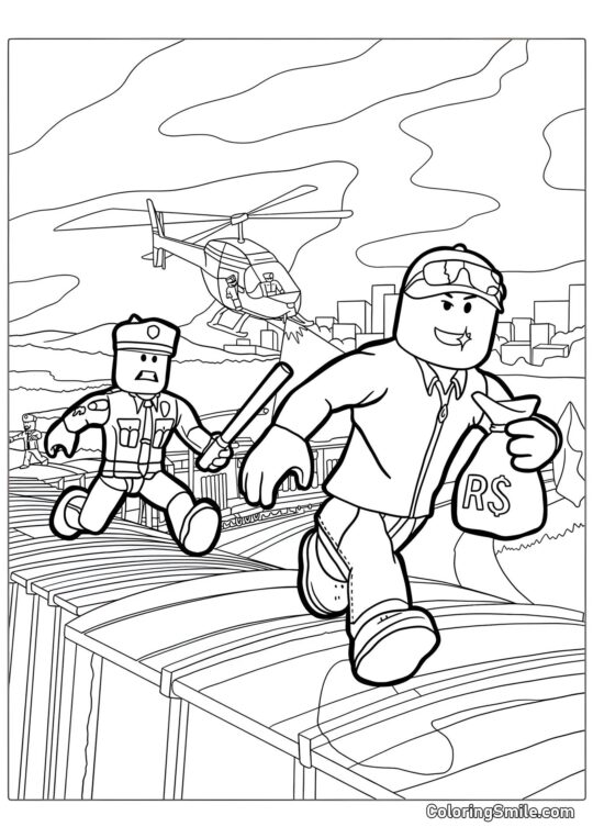 40 Nye Roblox Tegninger til Farvelægning Roblox Løber fra Politiet - Farvelægningsside