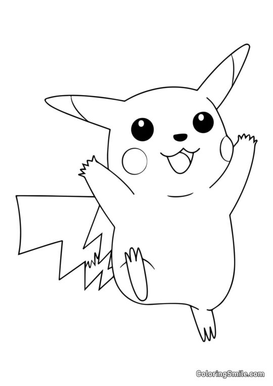 Glücklicher Pikachu - Ausmalbild