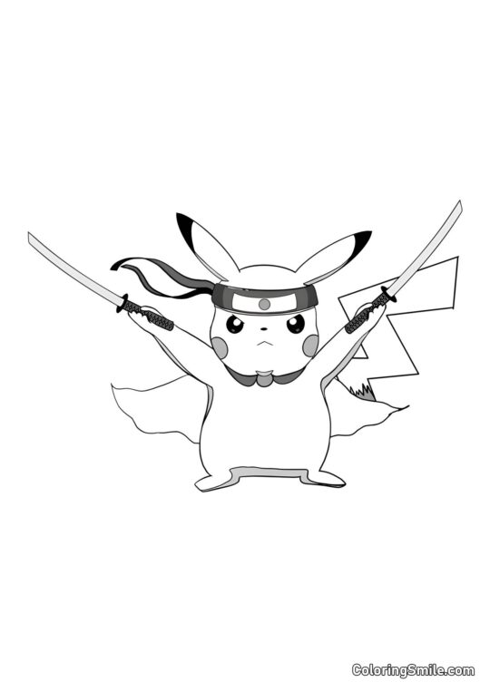 Samurai Pikachu - Ausmalbild
