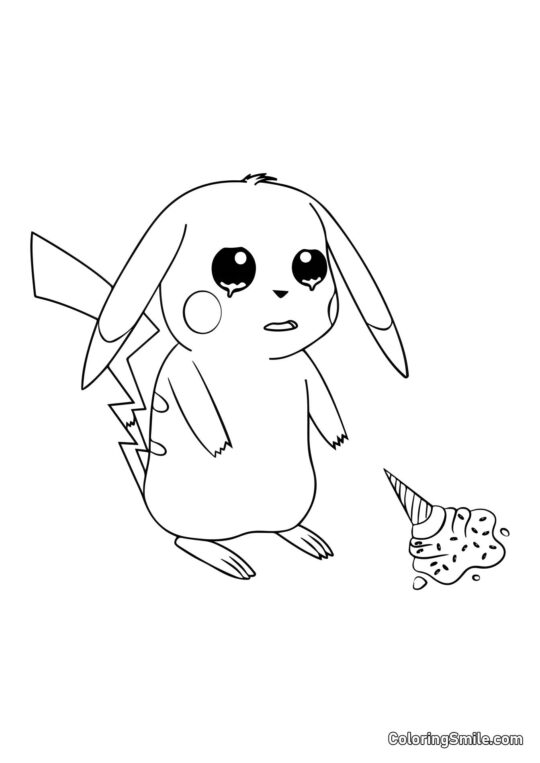 Pikachu hat das Eis fallen lassen - Ausmalbild