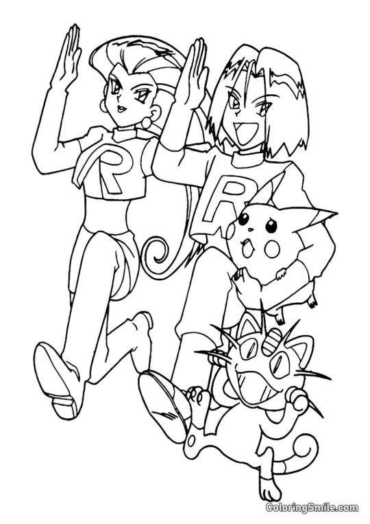 Team R hat Pikachu gefangen - Ausmalbild