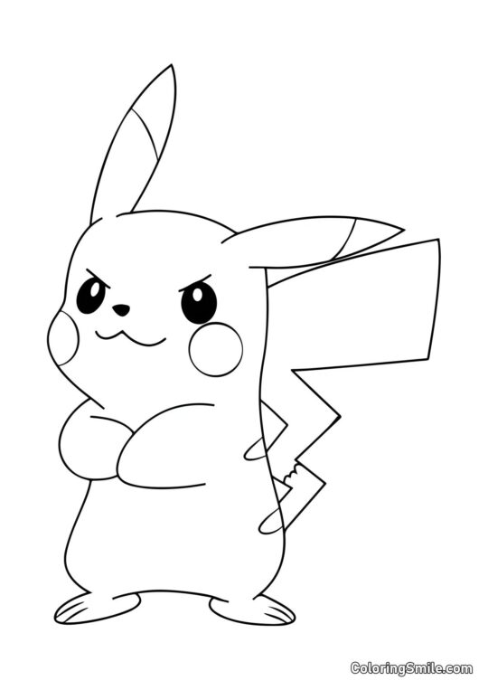 Pikachu zufrieden mit sich selbst - Ausmalbild