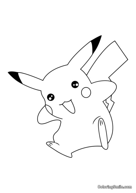 Pikachu springt vor Freude - Ausmalbild