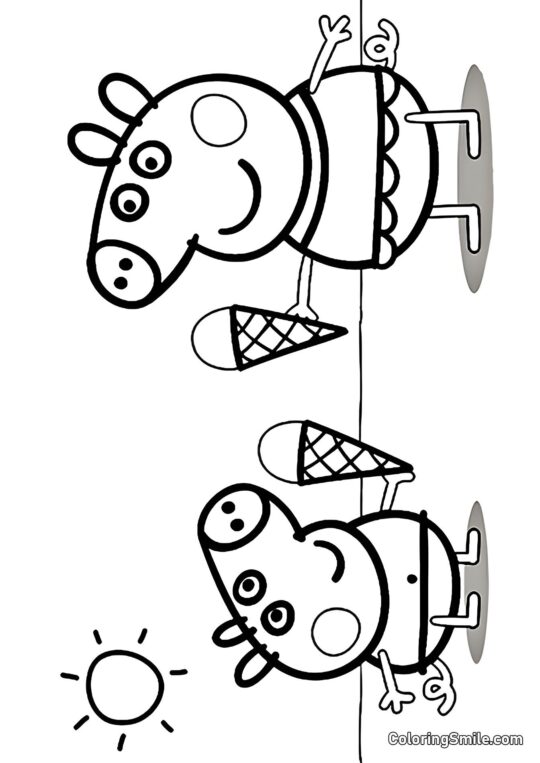 Kolorowanki Peppa Pig Peppa i George z Lodem - Kolorowanka