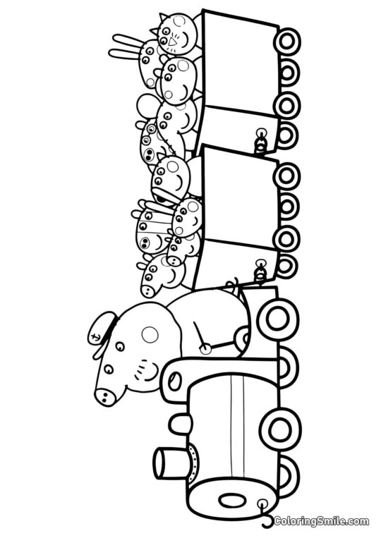 Kolorowanki Peppa Pig Pociąg Dziadka Świnki - Kolorowanka