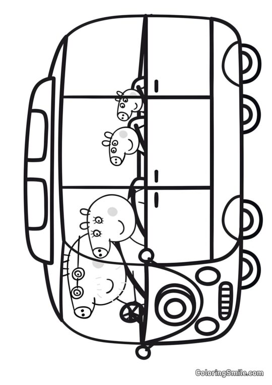 Kolorowanki Peppa Pig Peppa z Rodziną - Kolorowanka