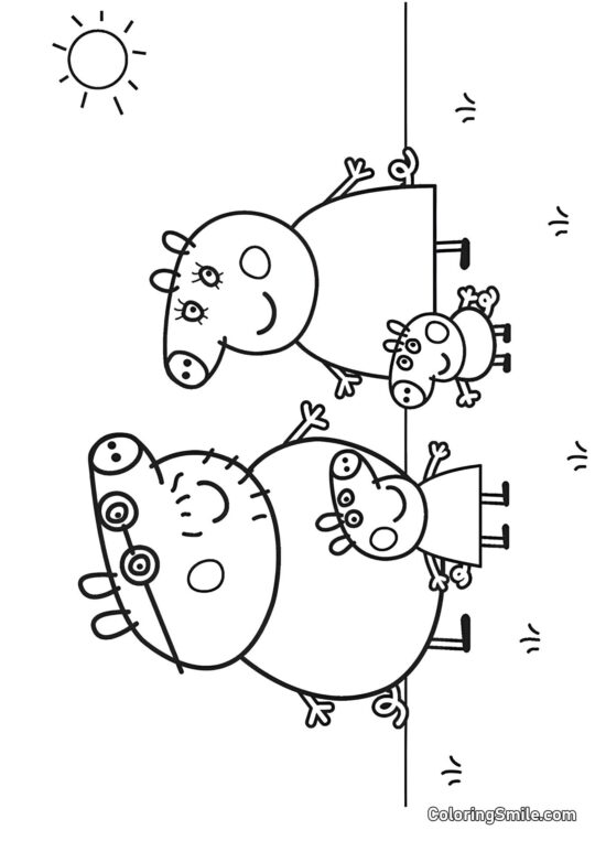 Kolorowanki Peppa Pig Rodzina Peppy Świnki - Kolorowanka