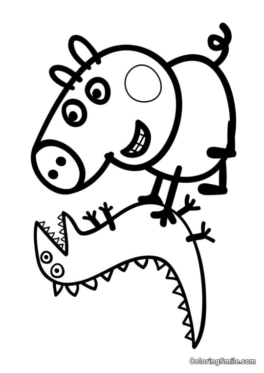 Kolorowanki Peppa Pig George i Dinozaur - Kolorowanka
