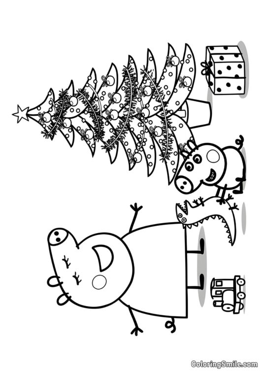 Kolorowanki Peppa Pig Peppa na Nowy Rok - Kolorowanka