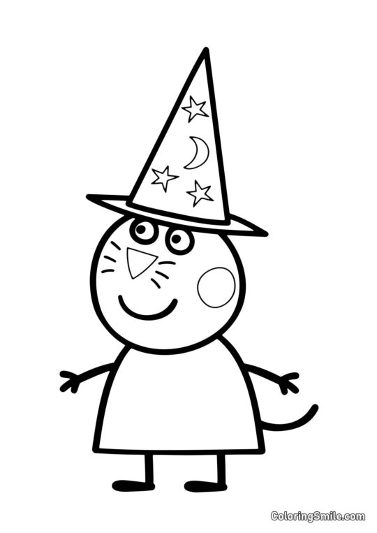 Kolorowanki Peppa Pig Cukierek w Czapce Czarownicy - Kolorowanka