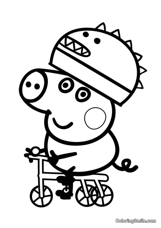 Kolorowanki Peppa Pig George na Rowerze - Kolorowanka