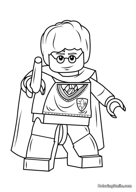 LEGO Harry Potter com uma varinha mágica - Página para Colorir