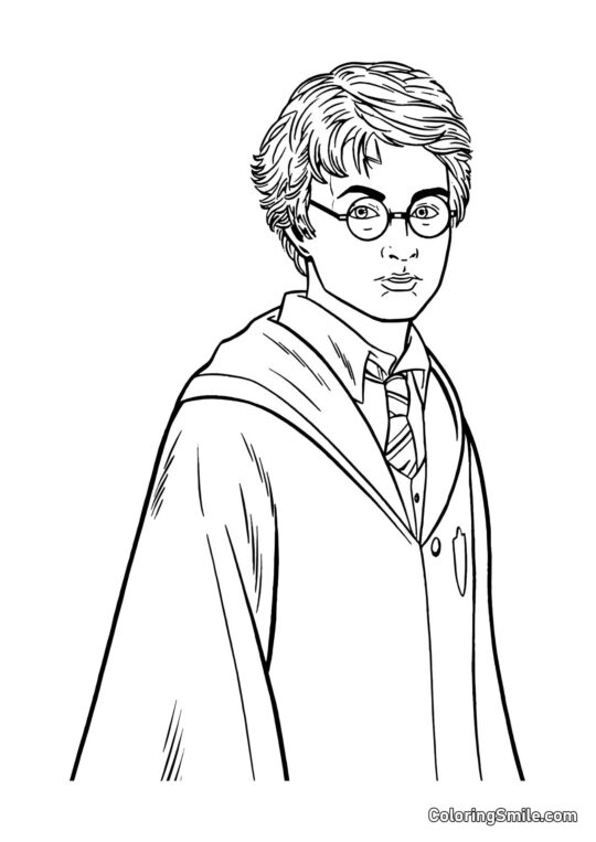 Harry Potter, o poderoso bruxo - Página para Colorir