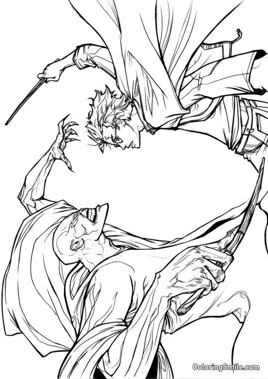 Harry Potter e Voldemort - Página para Colorir