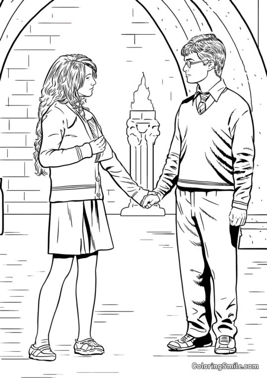 Harry Potter e Ginny Weasley - Página para Colorir