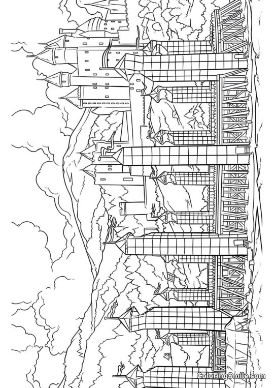 Estádio de Quadribol - Página para Colorir