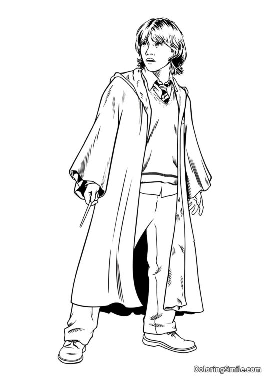 Ron Weasley em tamanho real - Página para Colorir