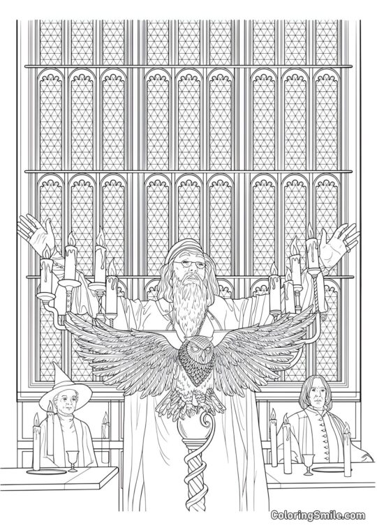 Albus Dumbledore, Minerva McGonagall e Severus Snape - Página para Colorir