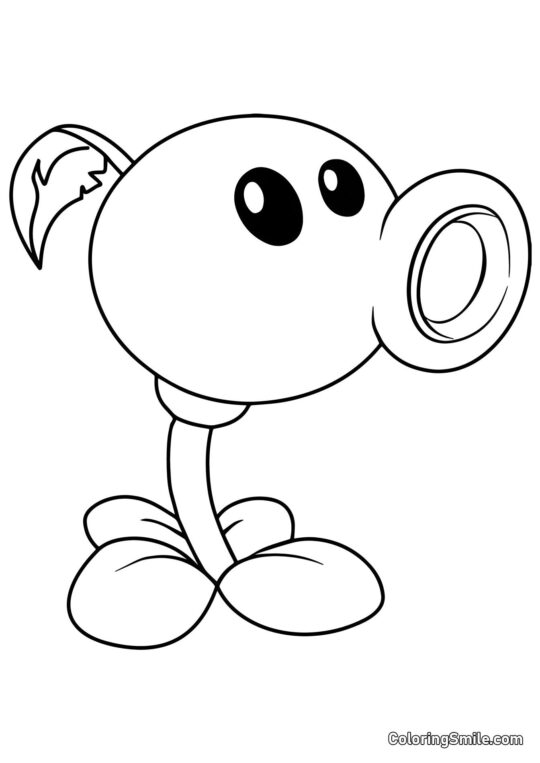 Ærteskytte fra Plants vs. Zombies - Farvelægningsside