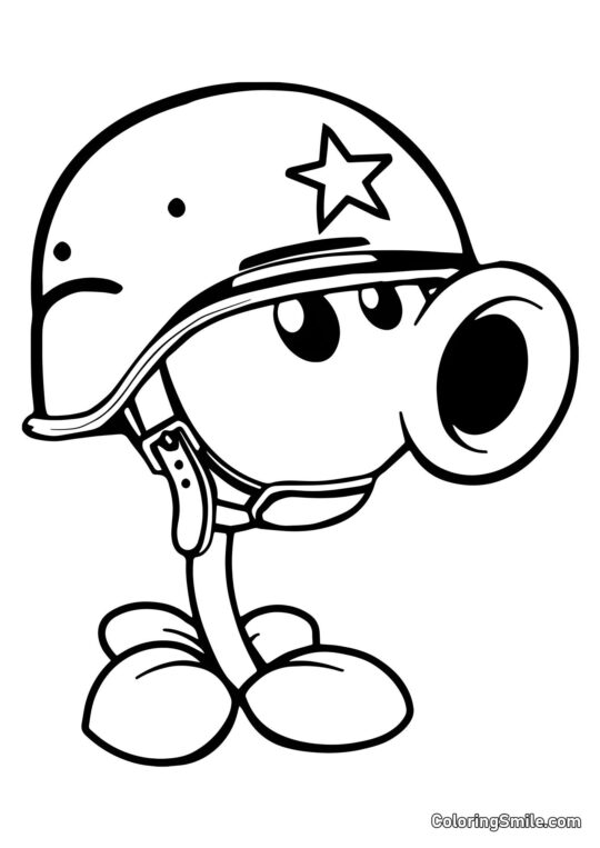 Hjelm Ærteskytte fra Plants vs. Zombies - Farvelægningsside
