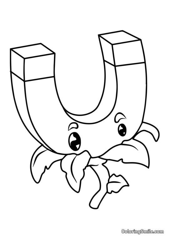 Guld Magnet fra Plants vs. Zombies - Farvelægningsside