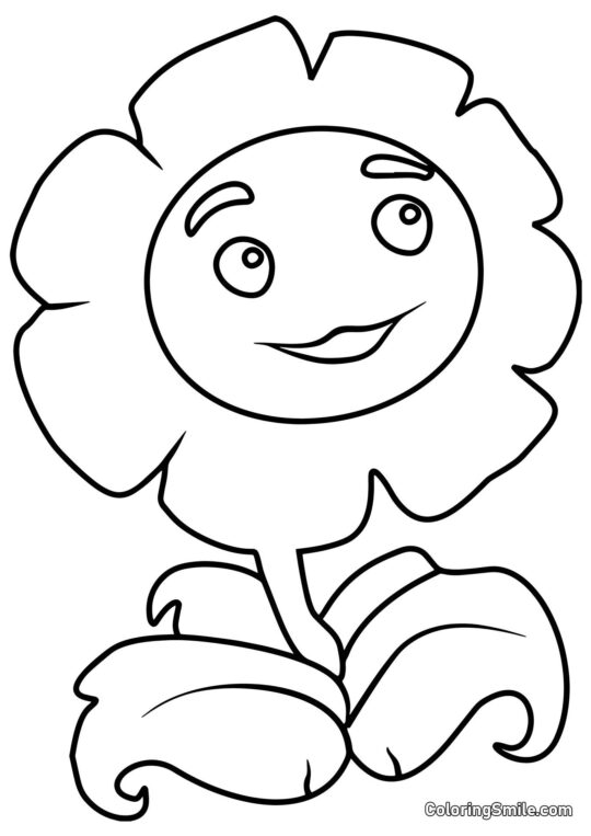 Kæmpe Ringblomst fra Plants vs. Zombies - Farvelægningsside