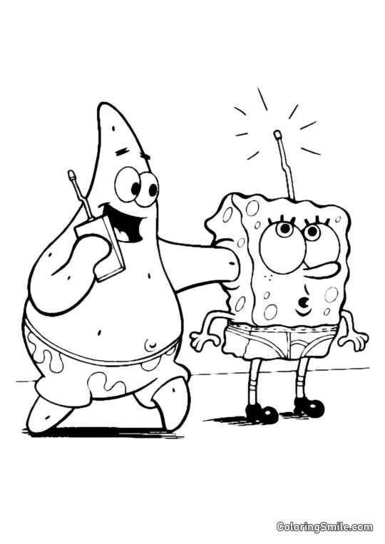 SpongeBob with Patrick - Coloring Page