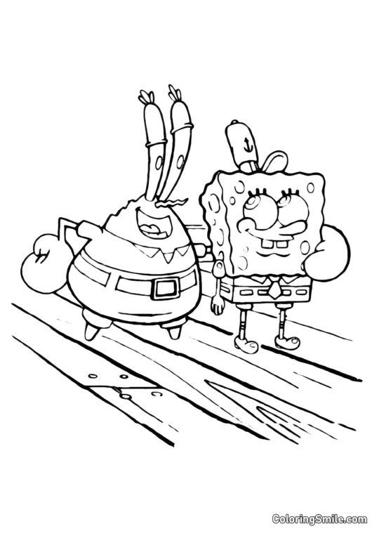 Star Patrick looking through a telescope - Coloring Page