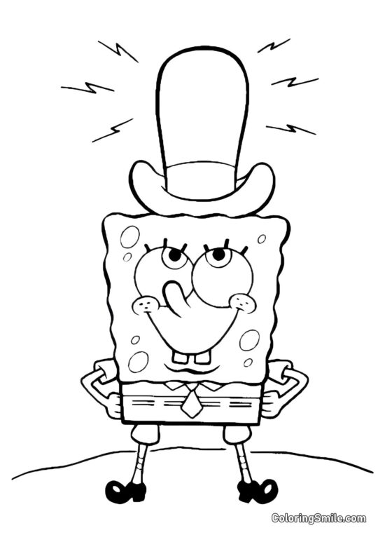 SpongeBob in a hat - Coloring Page