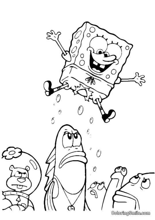 Who upset SpongeBob? - Coloring Page
