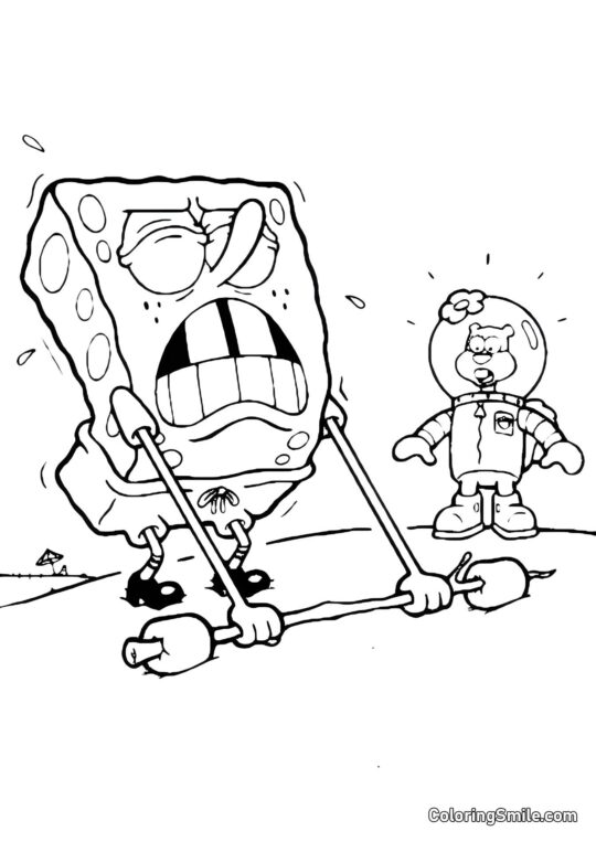 SpongeBob’s fun at the beach - Coloring Page