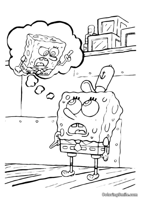 Squidward in rage - Coloring Page