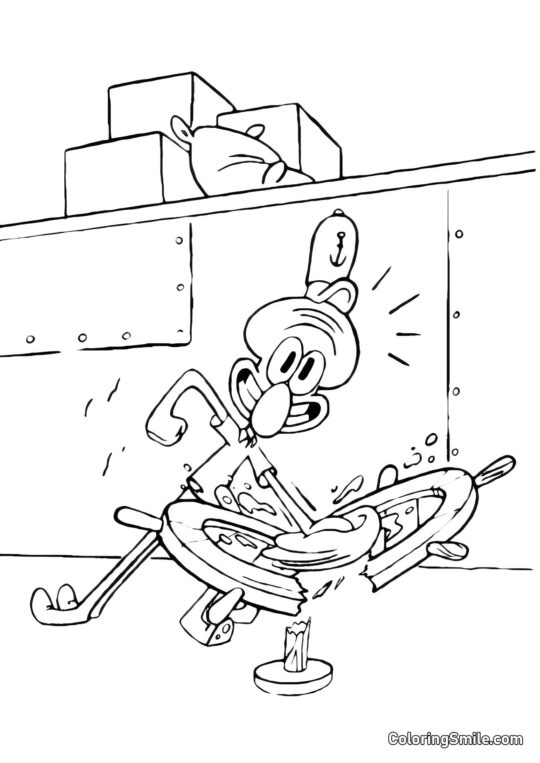 Octopus Squidward lecturing SpongeBob - Coloring Page