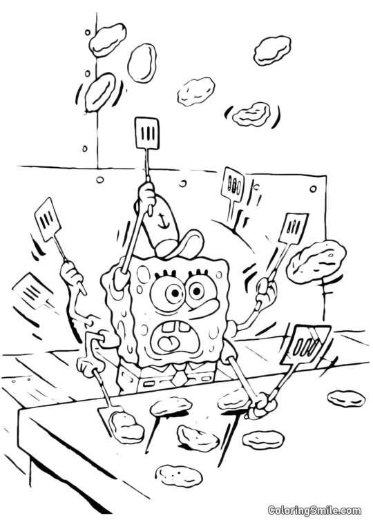 Octopus Squidward thinking - Coloring Page