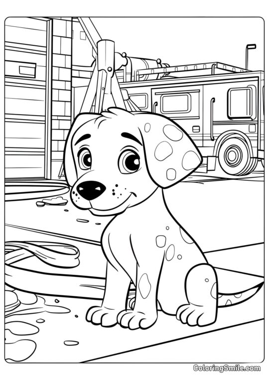 Dog and Puppy Coloring Pages Cute Dalmatian - Coloring Page