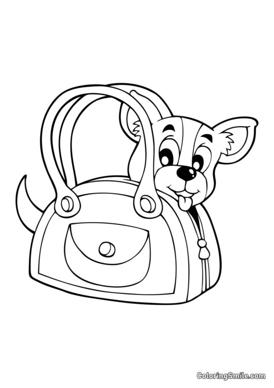 Dog and Puppy Coloring Pages Dog in a bag - Coloring Page