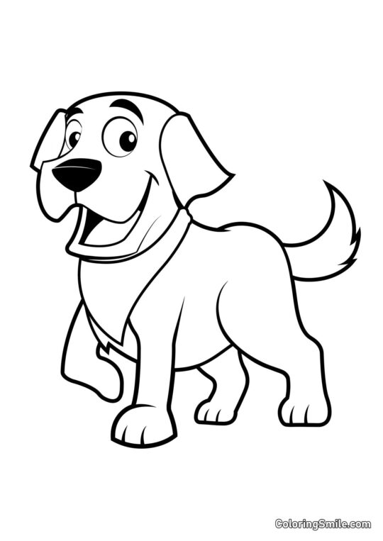 Dog and Puppy Coloring Pages Happy dog - Coloring Page