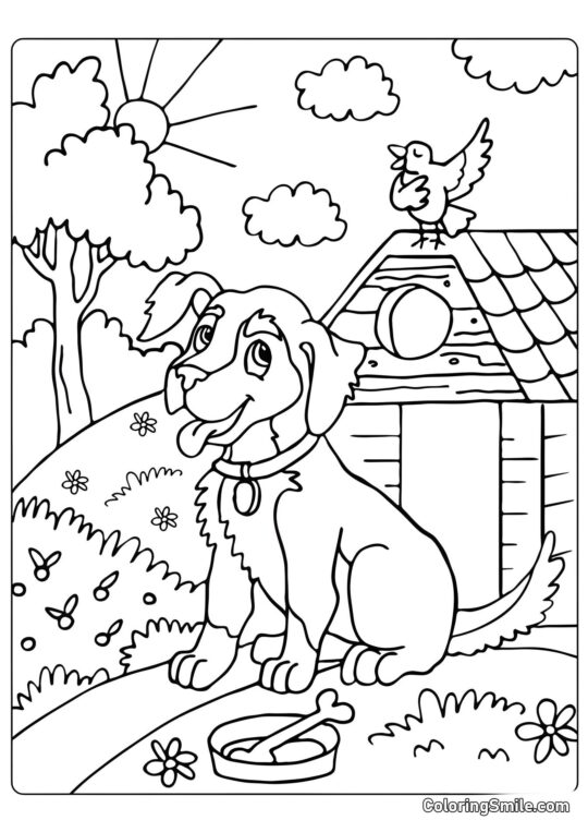 Dog and Puppy Coloring Pages Beautiful rural dog - Coloring Page