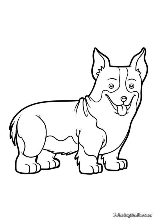 Dog and Puppy Coloring Pages Corgi - Coloring Page