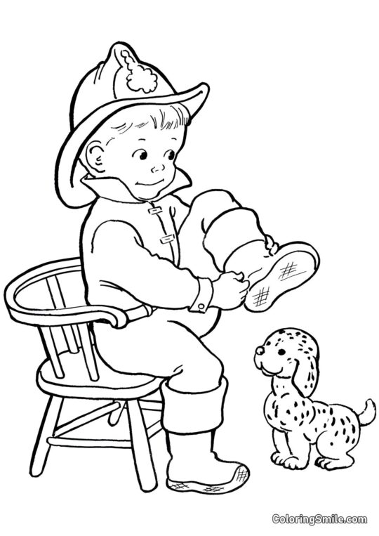 Dog and Puppy Coloring Pages Dog getting ready for a walk - Coloring Page