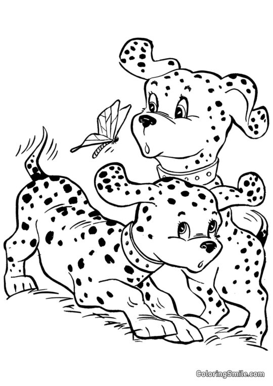 Dog and Puppy Coloring Pages Dalmatians - Coloring Page