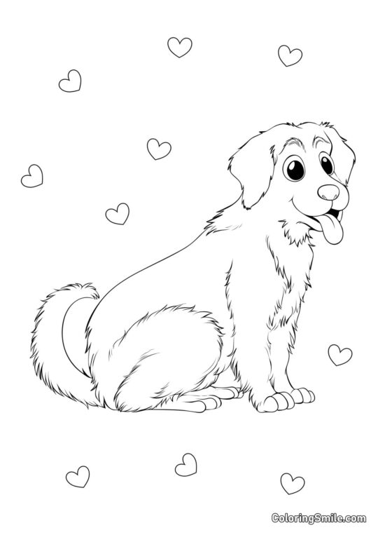 Dog and Puppy Coloring Pages Golden Retriever - Coloring Page