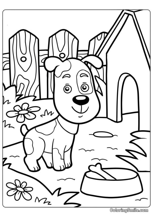 Dog and Puppy Coloring Pages Cute dog - Coloring Page