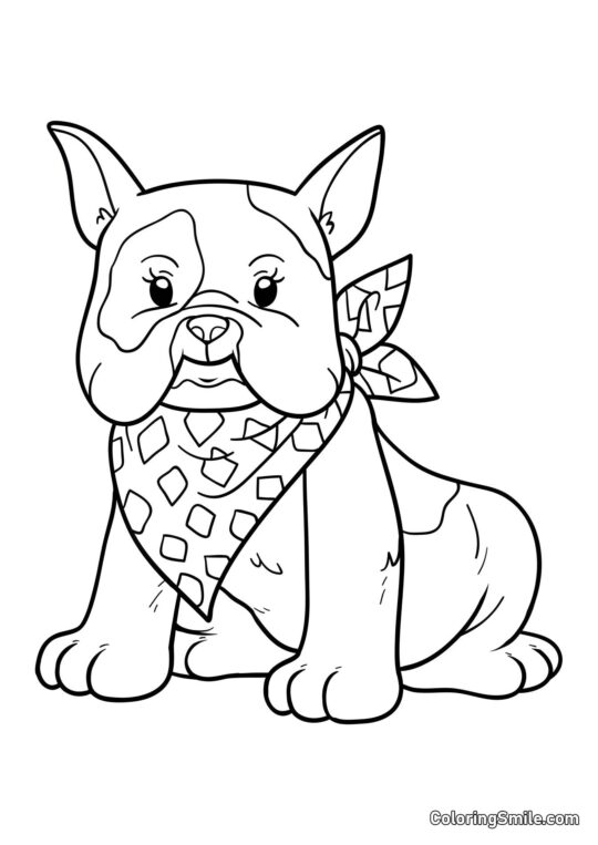 Dog and Puppy Coloring Pages Cute bulldog - Coloring Page