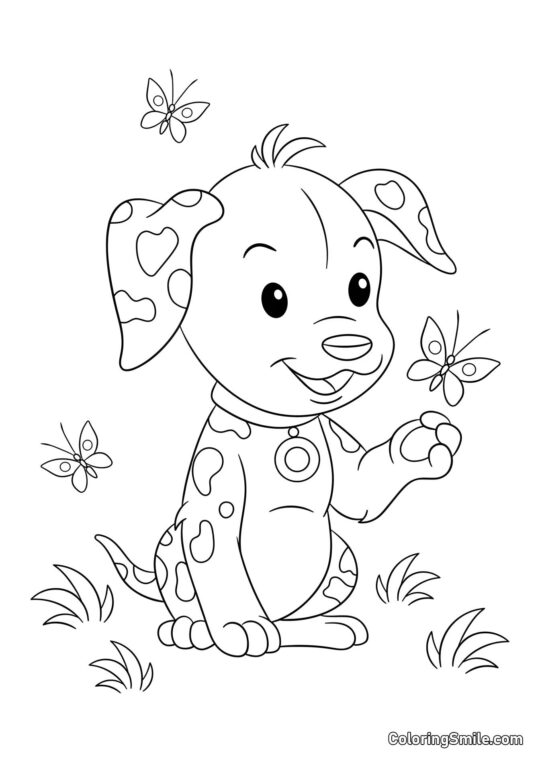 Dog and Puppy Coloring Pages Spotted puppy - Coloring Page