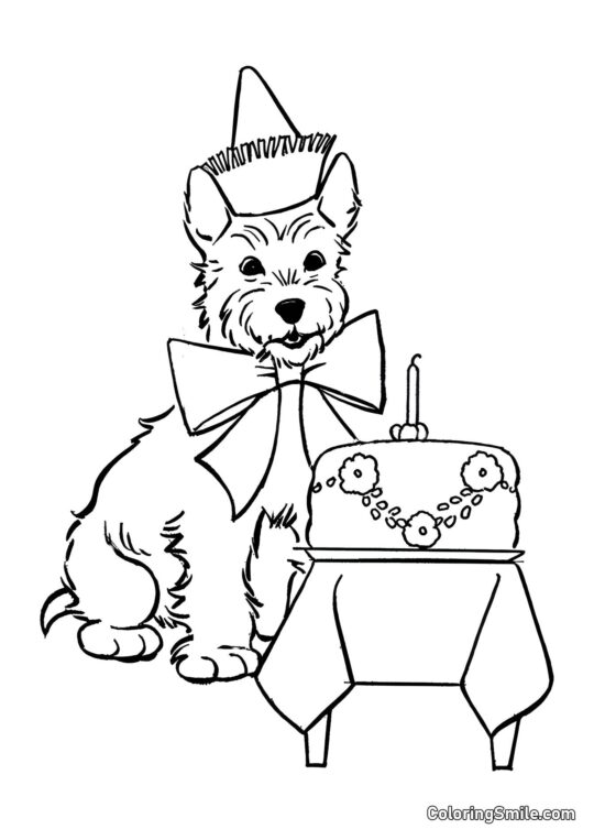 Dog and Puppy Coloring Pages Dog’s Birthday - Coloring Page
