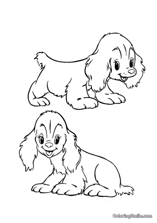 Dog and Puppy Coloring Pages Puppies - Coloring Page