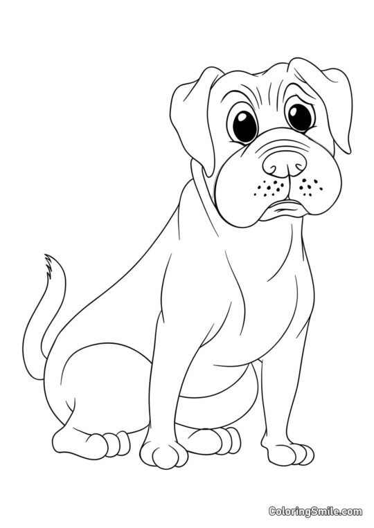 Dog and Puppy Coloring Pages Boxer dog - Coloring Page