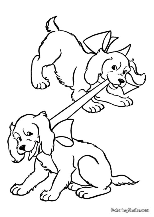 Dog and Puppy Coloring Pages Game of two dogs - Coloring Page