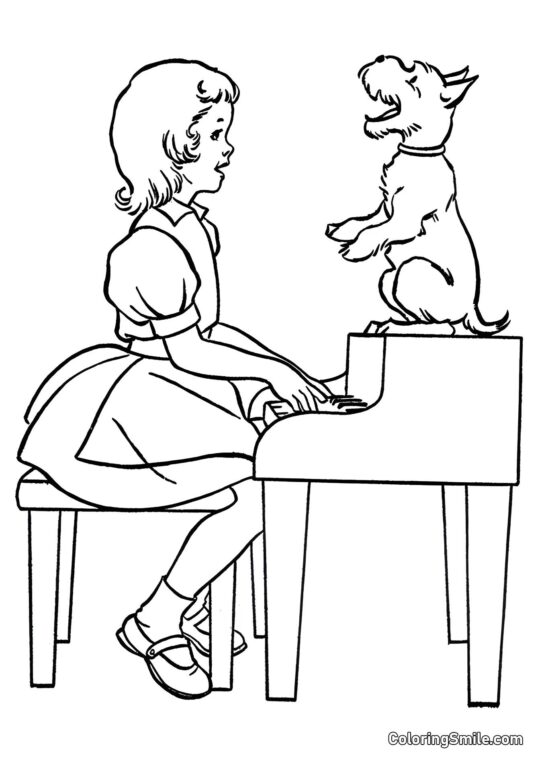 Dog and Puppy Coloring Pages Dog singing - Coloring Page